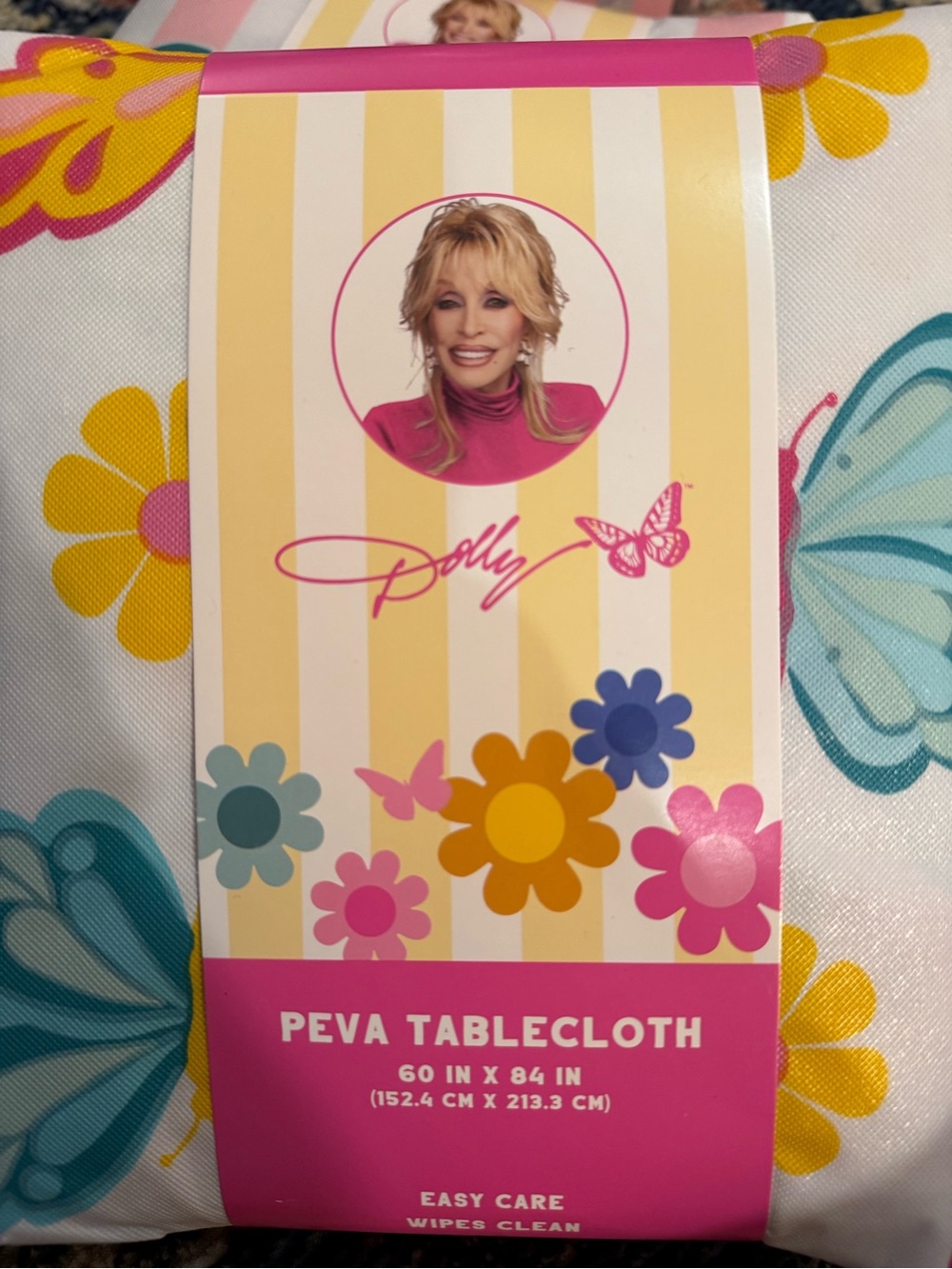 Dolly Parton Signature Brand Tablecloth 60x84 - butterflies and flowers